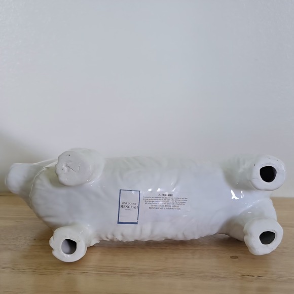 Corgi Menorah White Ceramic Hanukkah Chanukah Judaica Jewish Puppy Candle Holder - Picture 5 of 6